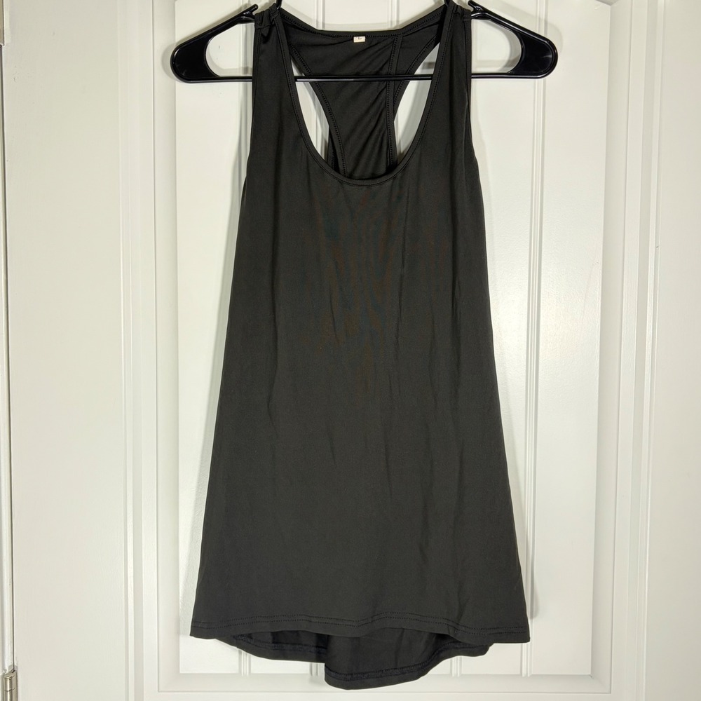 Ictive Womens Black Racerback Activewear Tank Top Crisscross Cutout Back Large